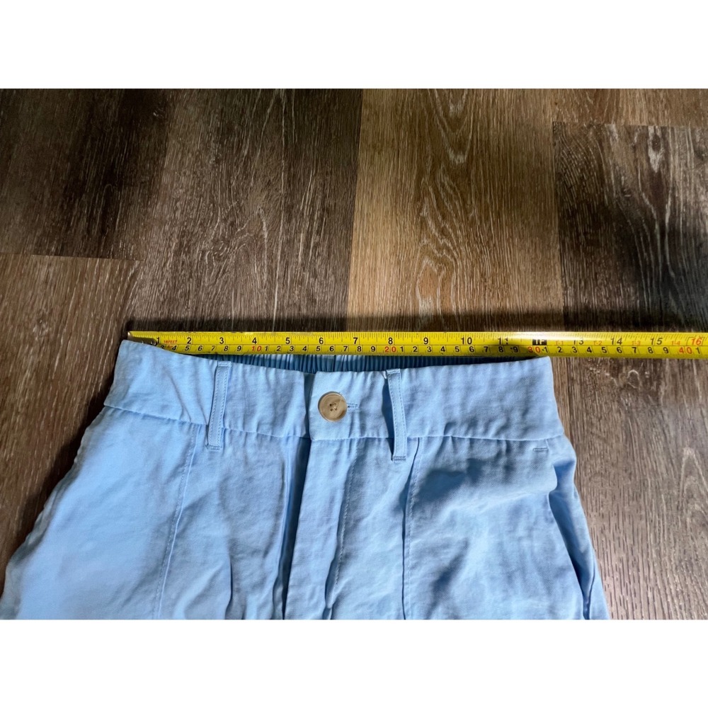 A New Day Linen Blend Trousers Womens 4 Light Blue Excellent High Waist Cuffed - Picture 3 of 8